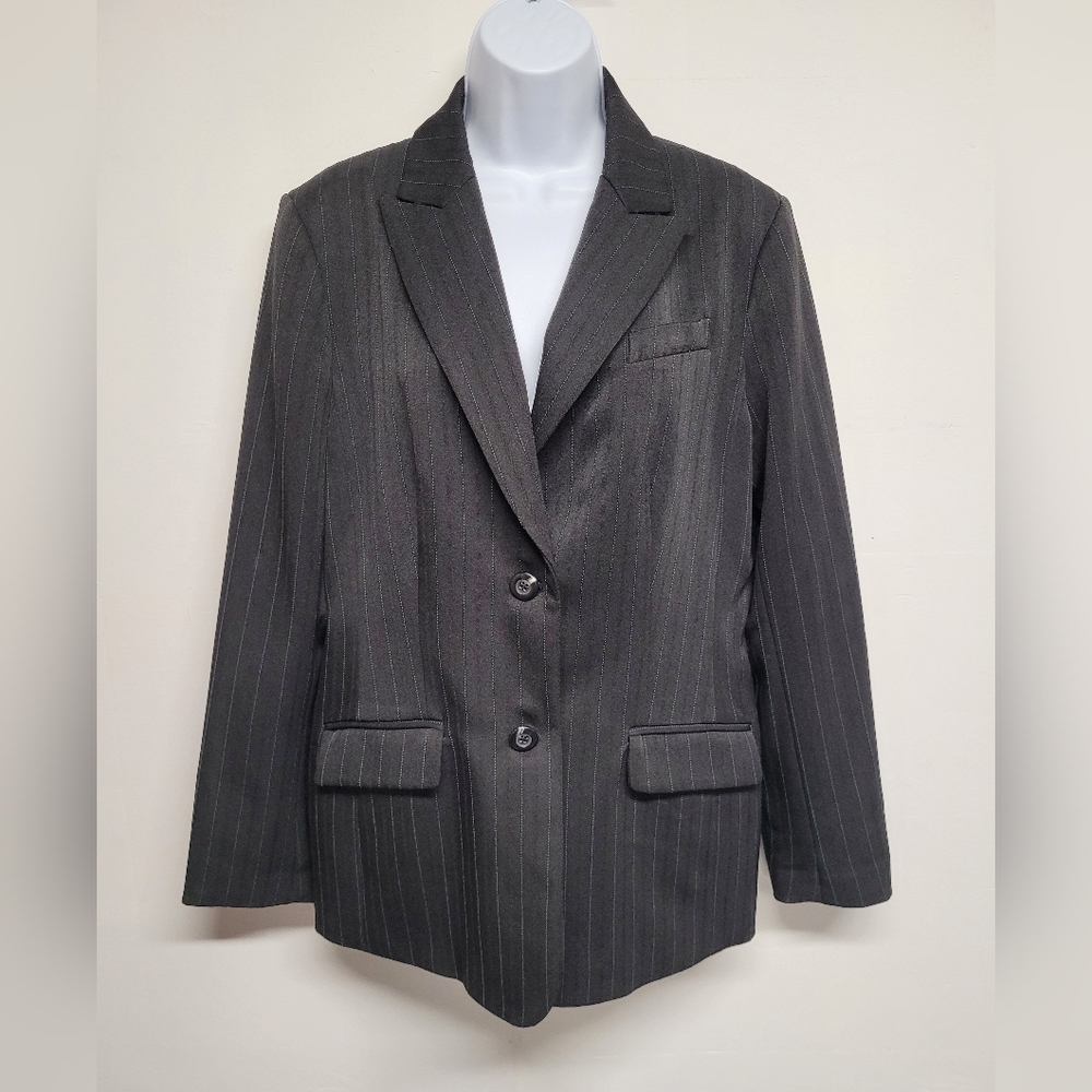 Style & Co Stretch 12 Pinstripe Blazer Office Business